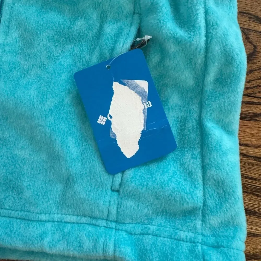 NWT New COLUMBIA Benton Springs II Printed Fleece Jacket Aqua Blue Print M 10 12